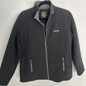 Destinations Women L Black Soft Shell‎ Zip Up Long Sleeve Grey Interior Jacket